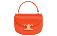 CELINE Triomphe Shiny Cow Leather Shoulder Bag Crossbody Bag Handbag Mini Women's Orange
