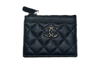 CHANEL Calfskin Card Holder Unisex Black