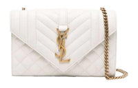 SAINT LAURENT ENVELOPE Lambskin Crossbody Bag, Shoulder Bag Women's White