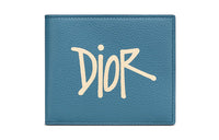 DIOR Grained Cow Leather Wallet Unisex Blue