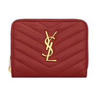 SAINT LAURENT Sheepskin Wallet Women's Red