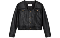 CELINE Leather Jacket Women's Black