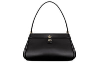 DIOR Key Smooth Finish Cow Leather Handbag Shoulder Bag Medium Size Women's Black