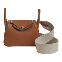 HERMES Lindy Barénia Leather One Shoulder Handbag Mini Women's Brown
