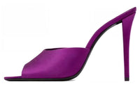 SAINT LAURENT Goldie Slide Slippers 11cm Women's Purple Black