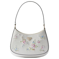 PRADA Brushed Leather Handbag Shoulder Bag Women's White