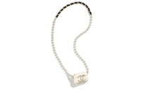 CHANEL Lambskin Earphone Case Women's White