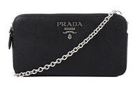 PRADA Leather Shoulder Bag Women's Black