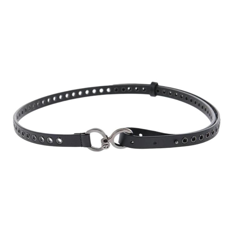 DIOR Metal Calfskin Leather Leather Belts Unisex Black Width 1.5CM