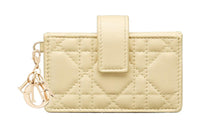 DIOR Lady Dior Sheepskin Card Holder With Card Slots Women's Light Yellow