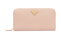 PRADA Leather Wallet Tubas Women's Nude Pink