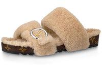 LOUIS VUITTON Bom Dia Slide Slippers Women's Nude