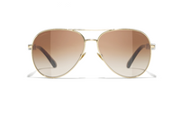 CHANEL Metal Aviator Sunglasses Unisex Gold