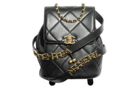 CHANEL Sheepskin Backpack Women's Black