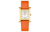 HERMES Heure H Collection Wrist Watch Quartz Movement Genuine Leather Strap White Dial Women's Watch W036736WW00