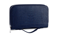 LOUIS VUITTON Zippy Crocodile Leather Wallet Men's Dark Blue