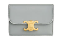 CELINE Triomphe Shiny Cow Leather Card Holder Women's Pearl Blue