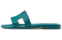 HERMES Oran Slide Slippers Women's Emerald Green