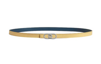 HERMES Double-Sided Design Leather Belts Women's Blue Width 1.3CM