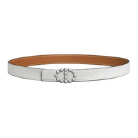 HERMES Calfskin Leather Belts Women's Gold/White Width 2.4CM