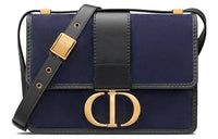 DIOR 30 Montaigne Suede Cow Leather Box Bag, Shoulder Bag, Crossbody Bag Regular Women's Blue