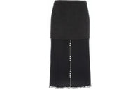 PRADA Mid Rise Embellished Tulle Midi Skirt