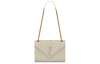 SAINT LAURENT ENVELOPE Cow Leather Envelope Bag, Shoulder Bag, Crossbody Bag Medium Size Women's White