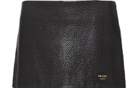 PRADA Leather Short Skirts Women's Black