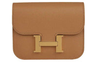 HERMES Constance Slim Epsom Leather Clutch Wallet Fanny Pack Women's 2S Sesame Color