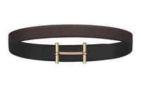 HERMES H D'Ancre Double-Sided H-Shaped Decoration Smooth Buckle Leather Belts Men's Black Width: 3.8cm