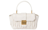 MIU MIU Matelassé Leather Handbag Mini Women's White
