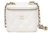 CHANEL 22c Early Spring Grain Embossed Cow Leather Small Box Bag, Shoulder Bag, Crossbody Bag Mini Women's White