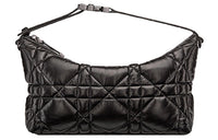 DIOR Cow Leather Clutch Medium Size Women's Black Silver