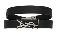 SAINT LAURENT Cow Leather Metal Bracelets Men's Black