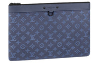 LOUIS VUITTON Discovery Calfskin Backpack Clutch Large Size Men's Blue