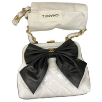 CHANEL Lambskin One Shoulder Portable Clip Crossbody Bag Women's White