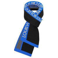 LOUIS VUITTON Wool Knit Scarves Men's Black/Blue