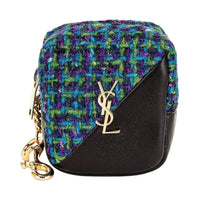 SAINT LAURENT Tweed Coin Purse Women's Black & Multicolor