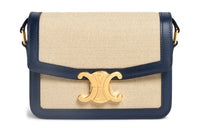 CELINE Triomphe Fabric Crossbody Bag Shoulder Bag Women's Vanilla & Marine Blue