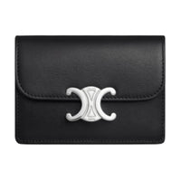 CELINE Triomphe Cow Leather Card Holder Women's Black