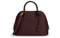 HERMES Bolide Cow Leather One Shoulder Handbags Women's Dark Red