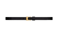SAINT LAURENT Badge Buckle Leather Belts Women's Black Width: 2CM