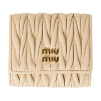 MIU MIU Matelassé Lambskin Wallet Trumpets Women's Large Pea Green