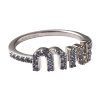 MIU MIU Cubic Zircon, Metal, Palladium Plated Rings Women's Blue