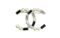 CHANEL Metal Brooches Unisex Black