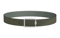 HERMES Comfortable Double-Sided Silver Buckle Epsom Calfskin Double-Sided Leather Belt Men's Green Width: 3.8cm