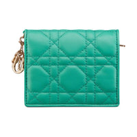 DIOR Lady Dior Lambskin Wallet Mini Women's Tiffany Blue Color
