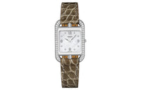 HERMES Cape Cod Collection Wrist Watch Quartz Movement Crocodile Leather Strap Silver Dial Women's W044225WW00