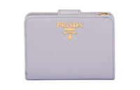 PRADA Saffiano Leather Wallet Women's Light Purple With Accent Purple