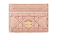 DIOR Caro Soft Calfskin Card Clip Card Holder Women's Pink